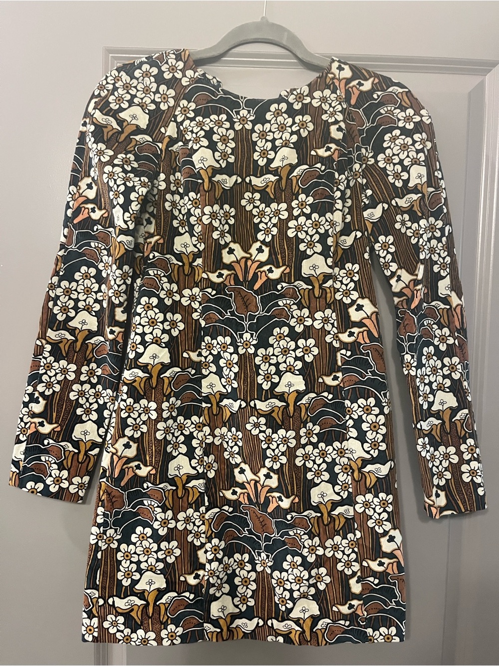Zara Trafaluc floral corduroy mini dress